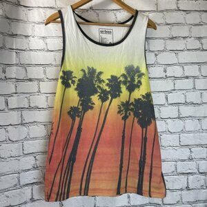 Urban Pipeline Tank Top L Sunset Palm Trees Beach Graphic Tropical Surf Shirt